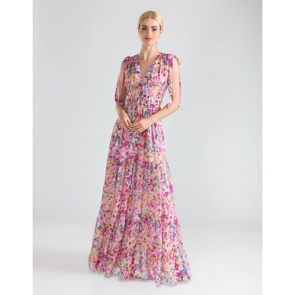 Shoshanna Dresses Shoshanna Zahra Floral Gown In Blush Pink Womens